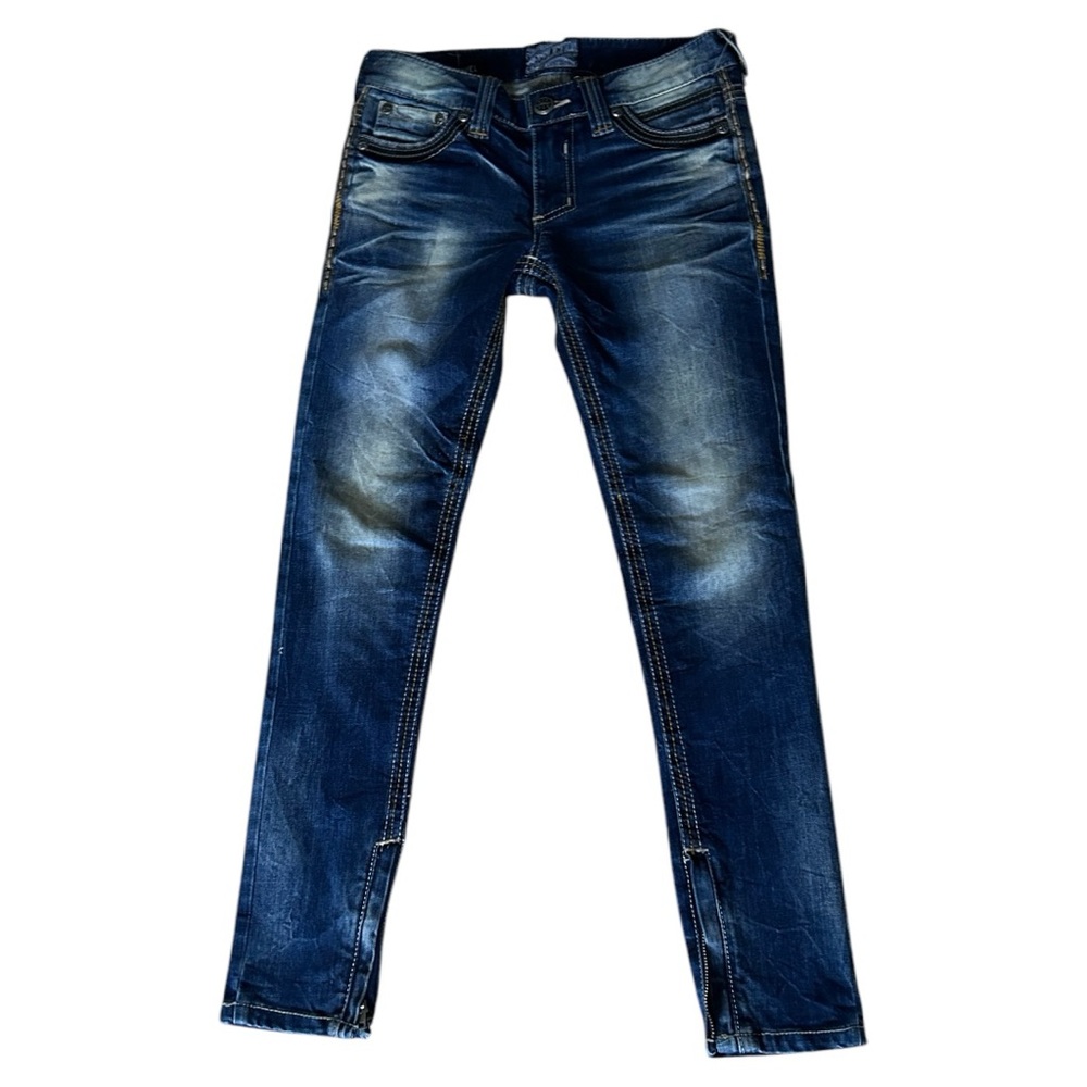 Affliction Blue Skinny Jeans with Distressed Wash
